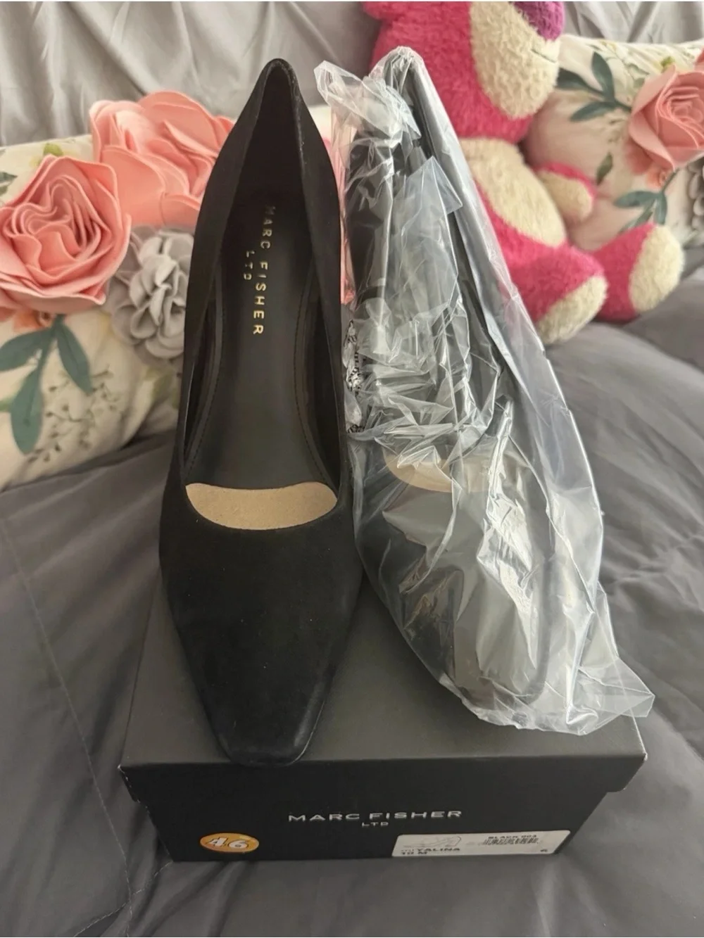 Marc Fisher Black Suede Pointed Toe Pumps